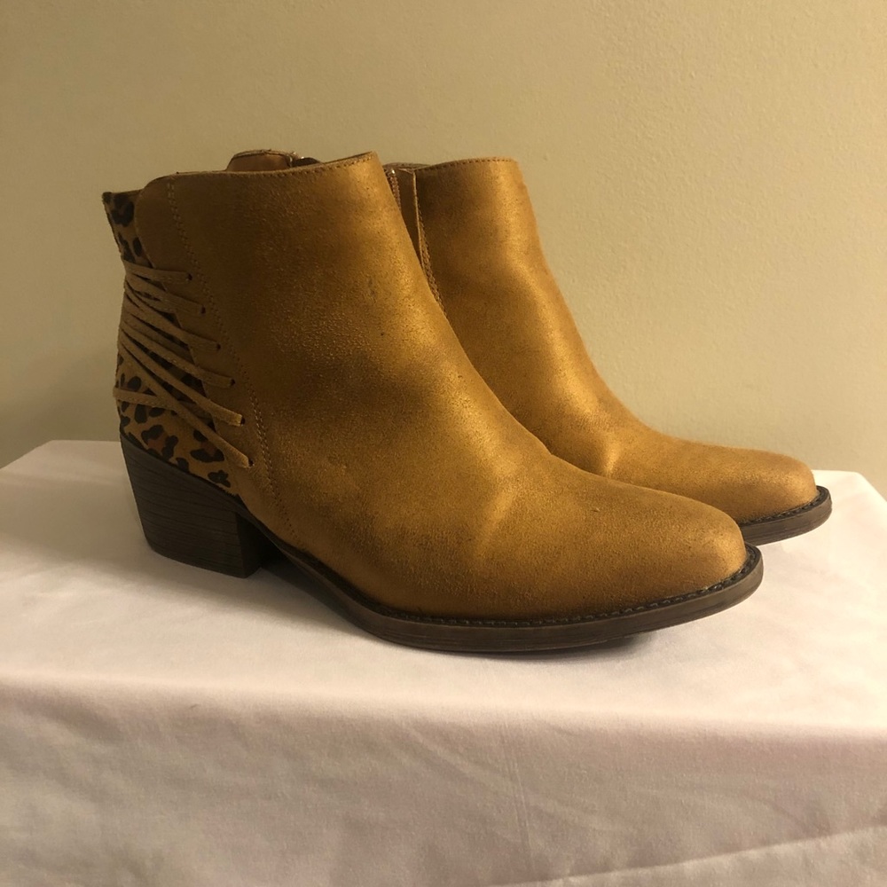 Leopard and tan booties